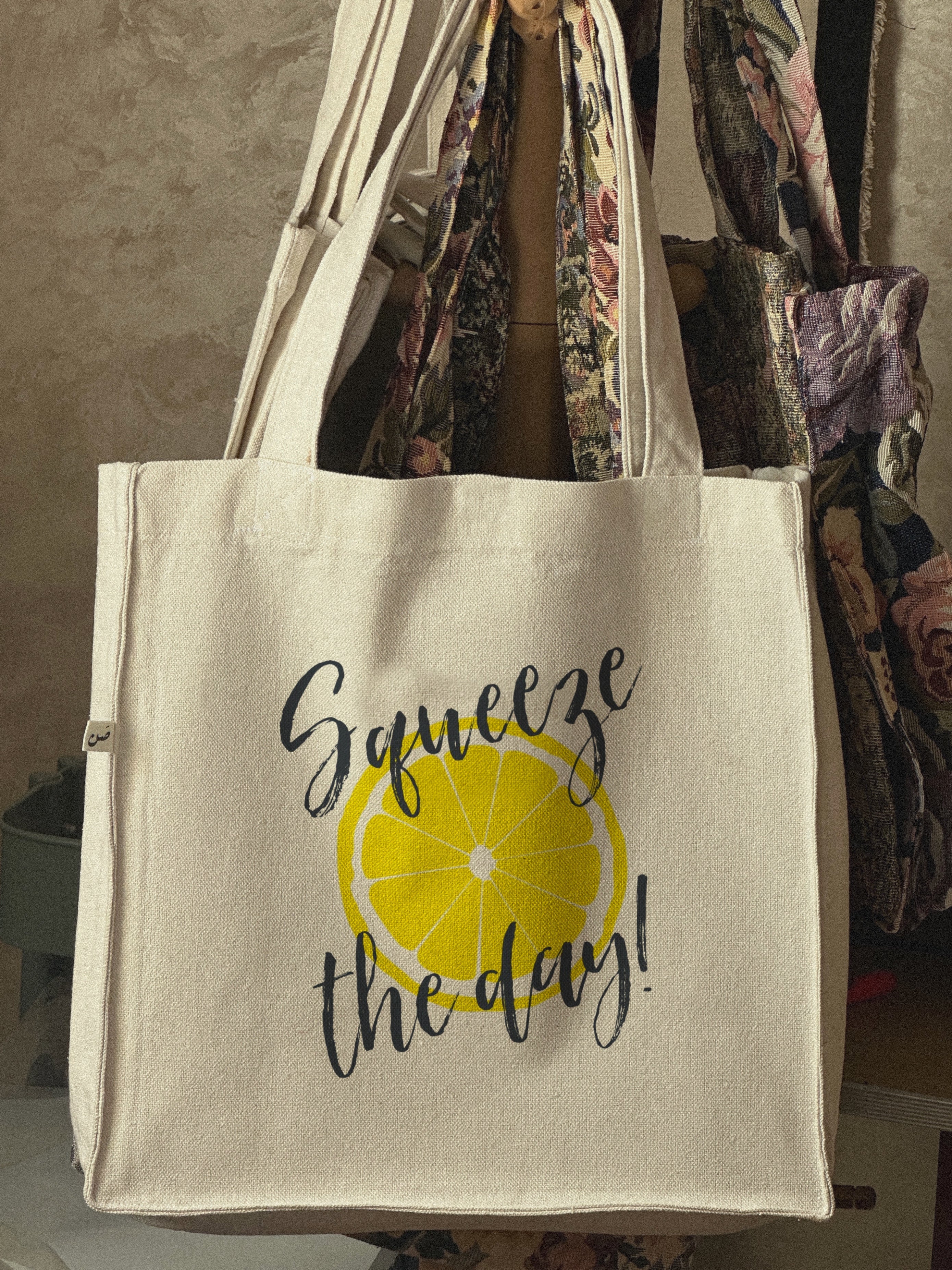 Squeeze the day — large tote bag