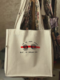 Tired eyes — large tote bag