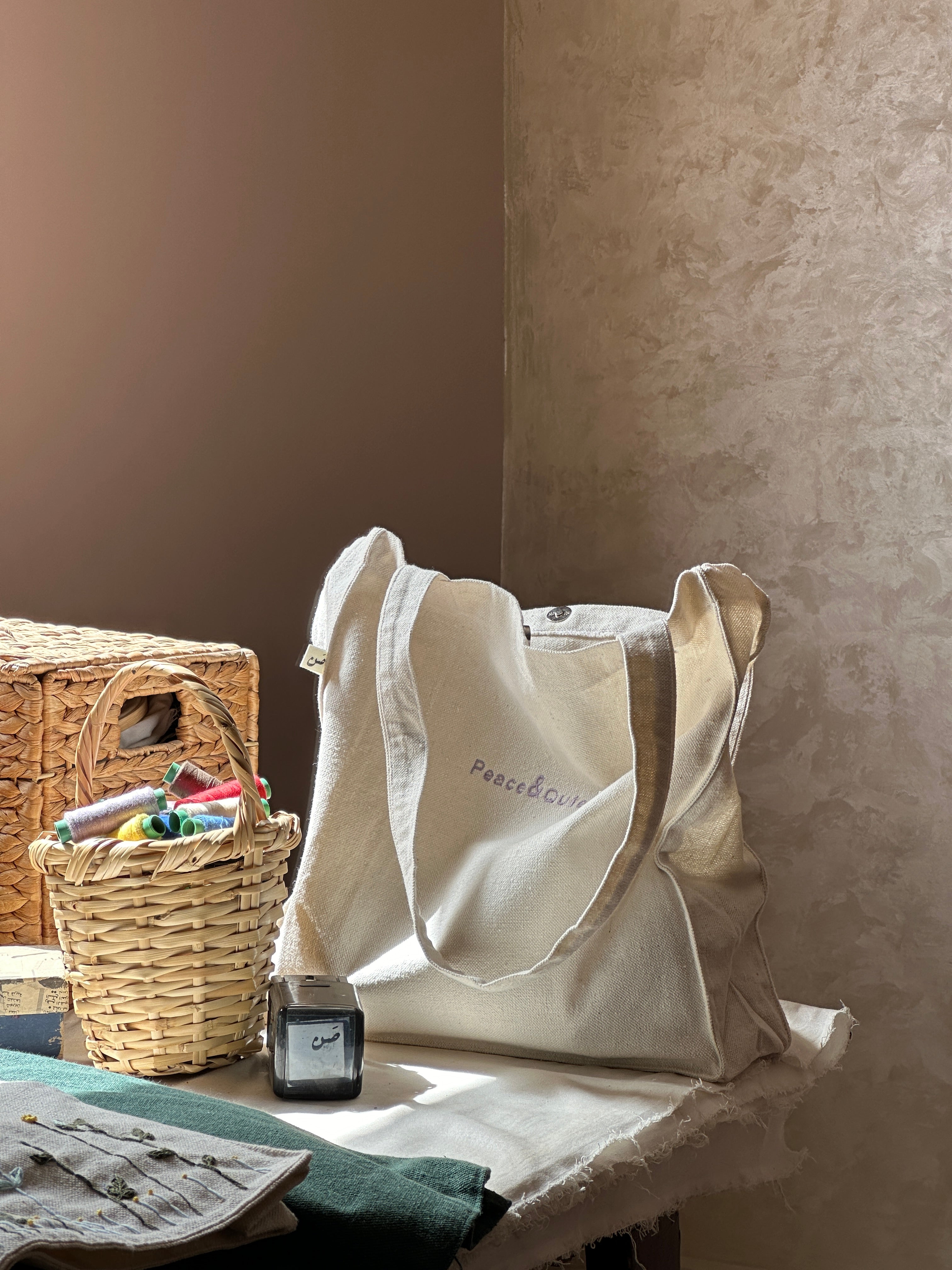 peace and quiet- large tote bag