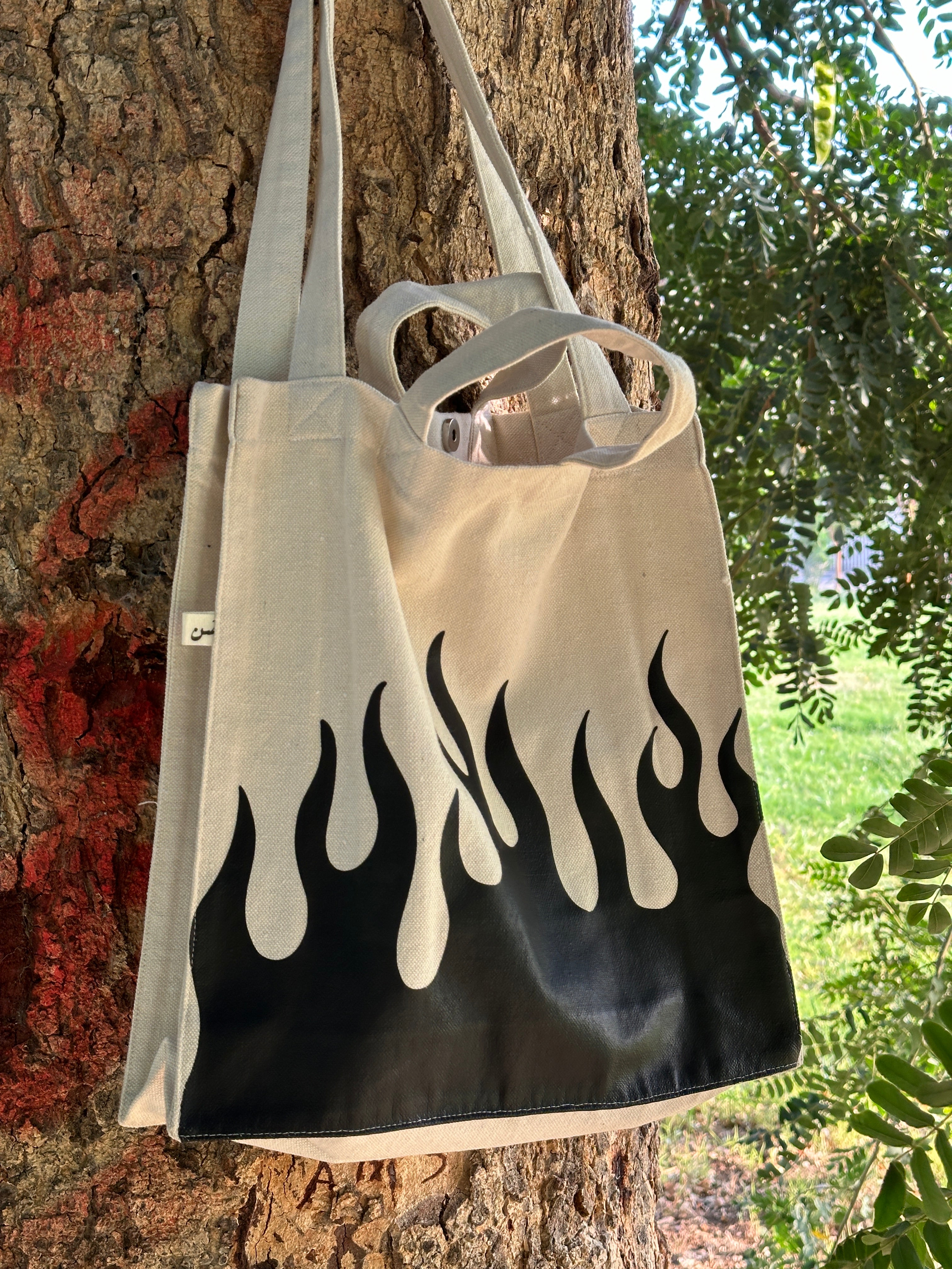 flames- large tote bag