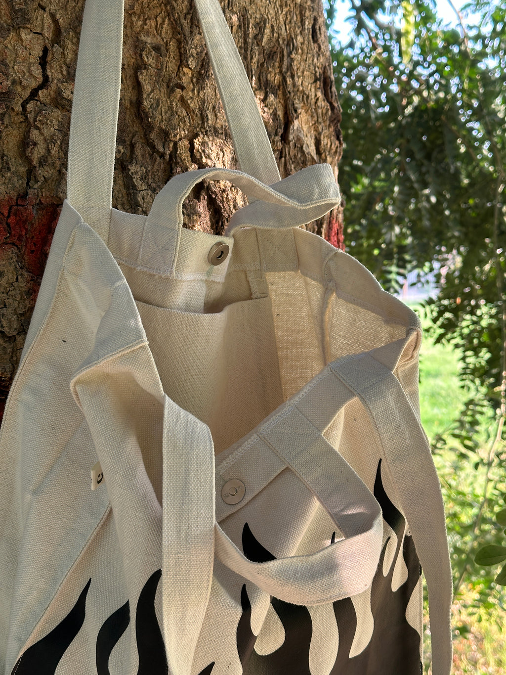 flames- large tote bag