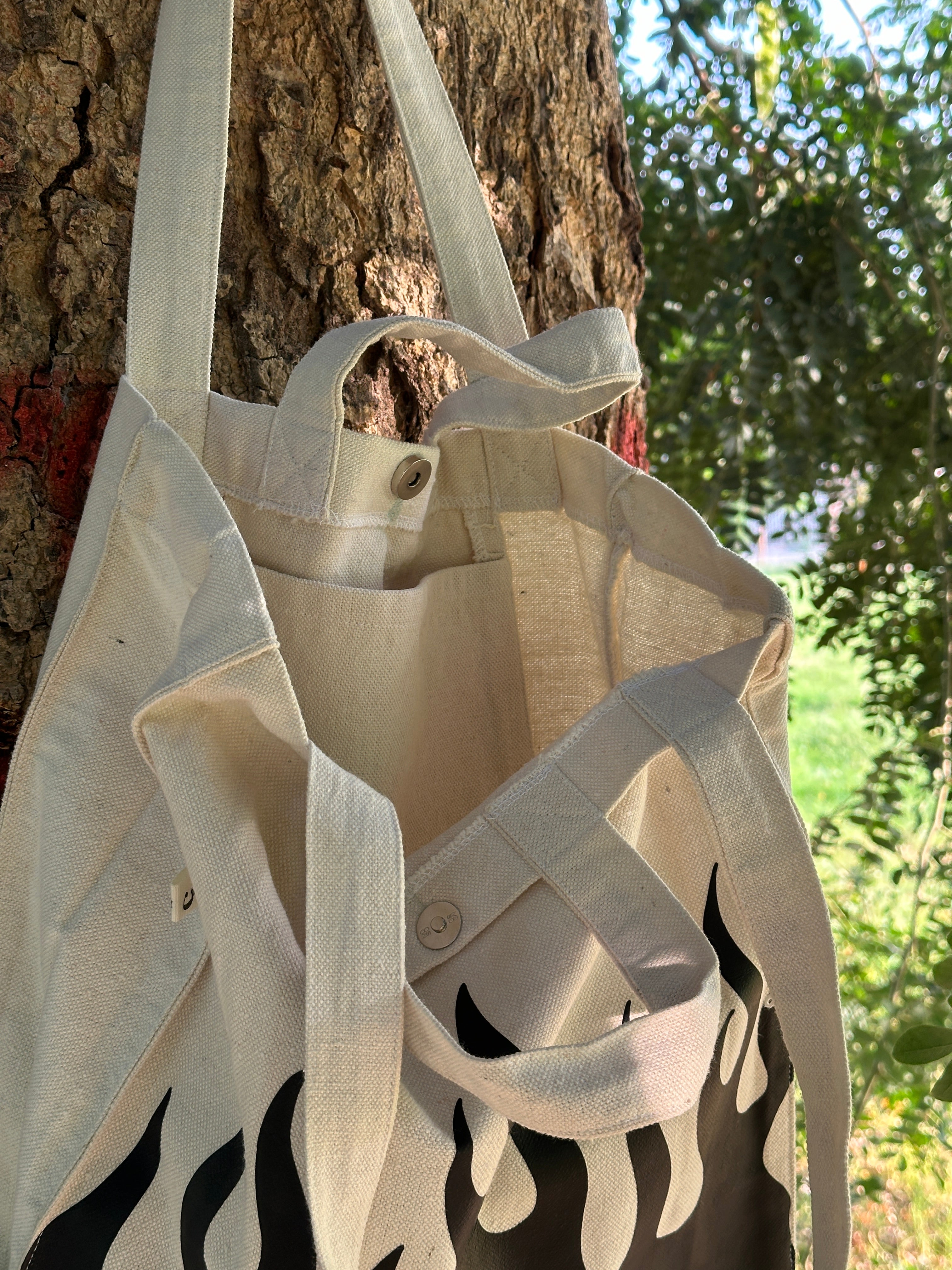 flames- large tote bag