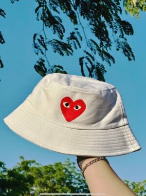 heart - white bucket hat