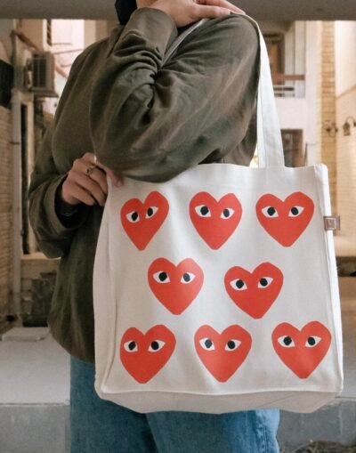 F3BB689B-A461-4678-97B8-DC83FEC40036 hearts - large off white tote bag