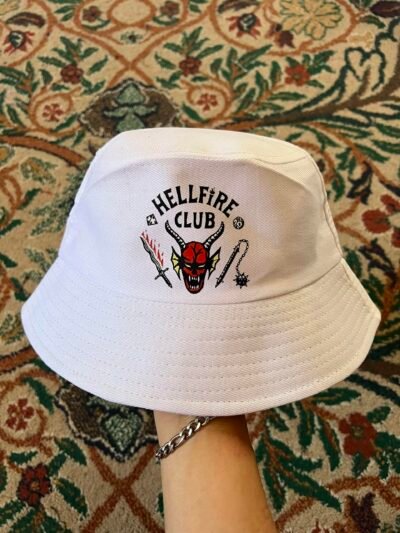 hellfire ~stranger things - white bucket hat