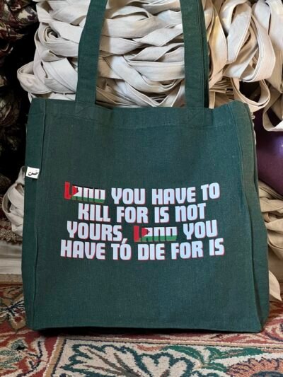 IMG_0043 Free Palestine - oil green large tote bag