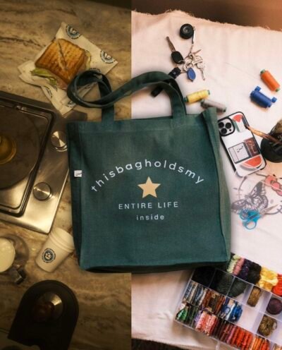 everything bag - large oil green tote bag