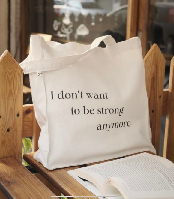 no strong women anymore - large off white tote bag - Image 2
