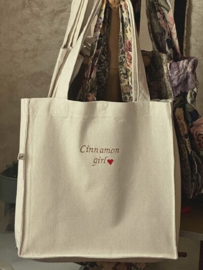 Cinnamon girl- large off white tote bag