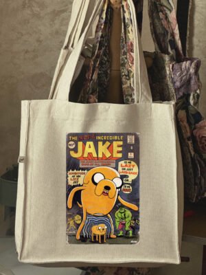 85D08F8A-B91E-467A-A728-E49EFFDFEC87 jake from adventure times- large off white tote bag