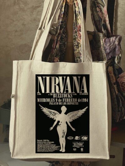 nirvana- large off white tote bag