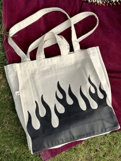 flames- large off white tote bag