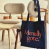 Mentally gone - large navy blue tote bag