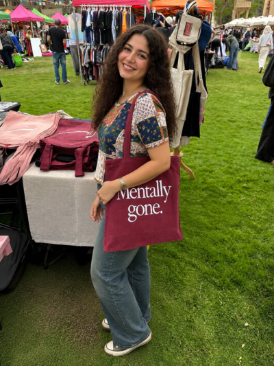 Mentally gone - large Burgundy tote bag
