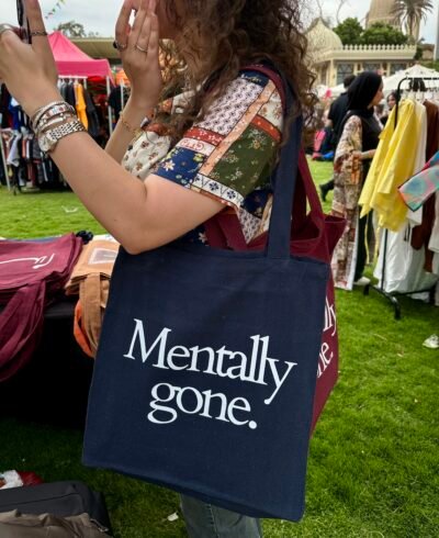 IMG_9247 Mentally gone - large navy blue tote bag
